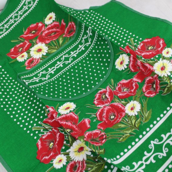 Kuchyňská zástěra Vlčí maky -zelená