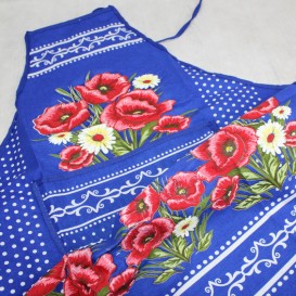 Kuchynská zástera Vlčie maky - modrá