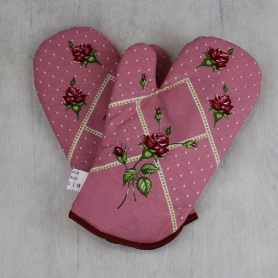 Kuchynské rukavice ruže - ružová