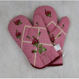 Kuchynské rukavice ruže - ružová