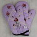Kuchynské rukavice ruže - fialová