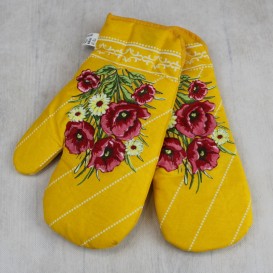 Kuchynské rukavice vlčie maky - žltá