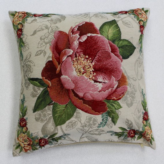 Gobelínová povlak oranžový květ 45x45cm