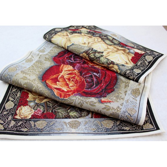 Gobelínový obrus Tmavé barokové kvety 40x100cm