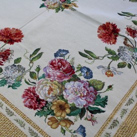 Gobelínový obrus Béžové barokové kvety 100x100cm