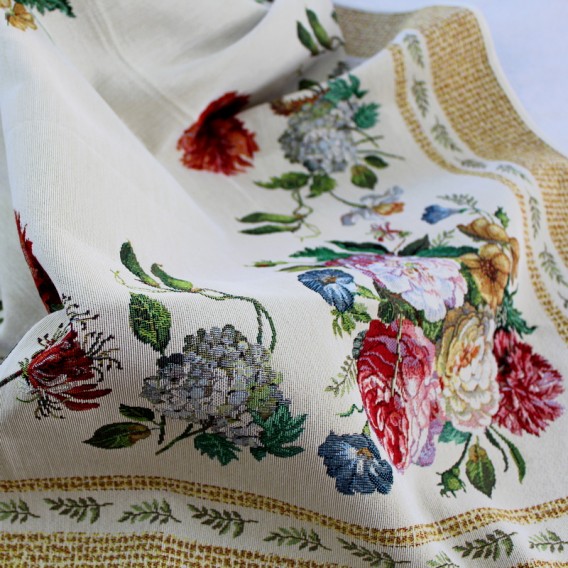 Gobelínový obrus Béžové barokové kvety 100x100cm