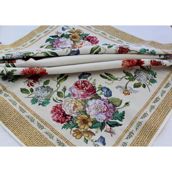 Gobelínový obrus Béžové barokové kvety 100x100cm