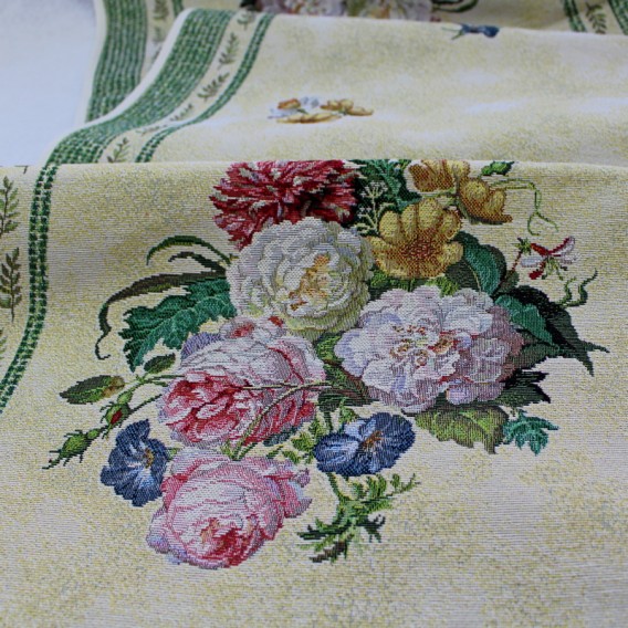 Gobelínový obrus Zelené barokové kvety 45x100cm