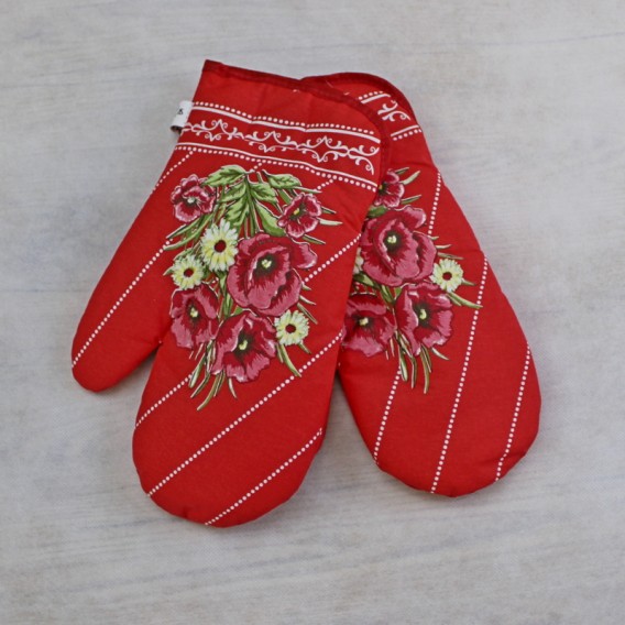 Kuchynské rukavice vlčie maky - tmavo hnedá