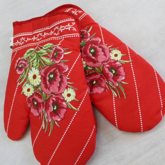 Kuchynské rukavice vlčie maky - tmavo hnedá