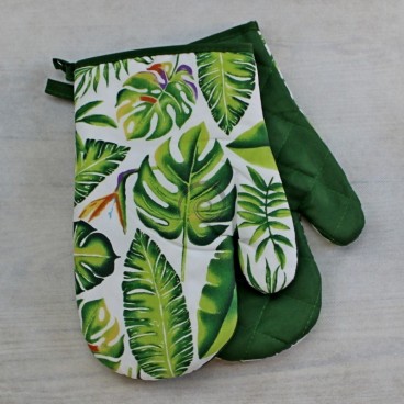 Kuchyňské rukavice zelené listy