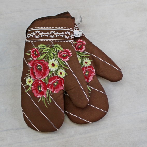 Kuchynské rukavice vlčie maky - tmavo hnedá