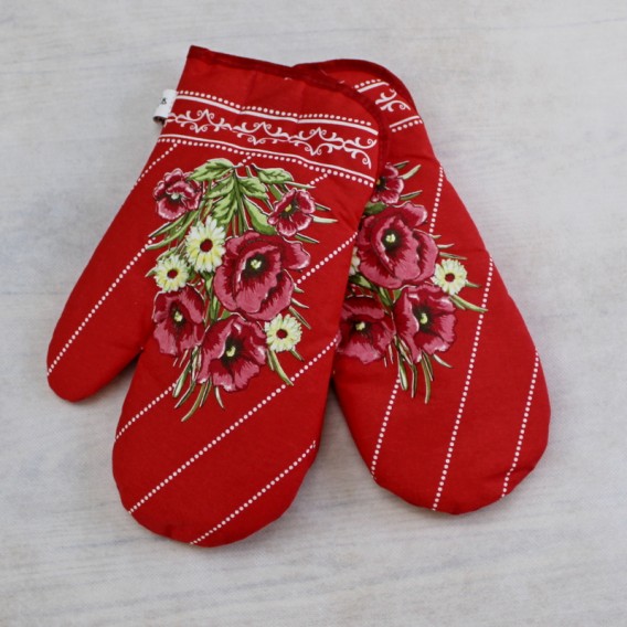 Kuchynské rukavice vlčie maky - tmavo hnedá