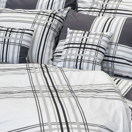 Bavlnené posteľné prádlo kostka šedo -bílá