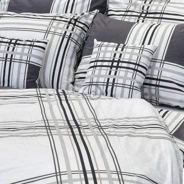 Bavlnené posteľné prádlo kocka sivo-biela 140x200 + 70x90cm