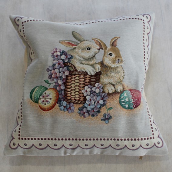 Gobelínová obliečka veľkonočná  zajačiky 45x45cm