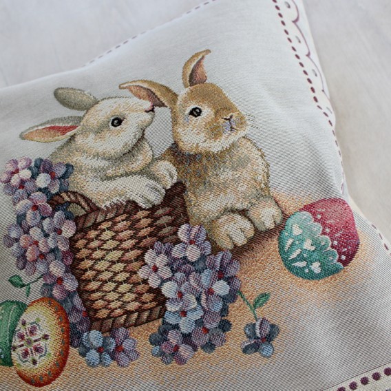 Gobelínová obliečka veľkonočná  zajačiky 45x45cm