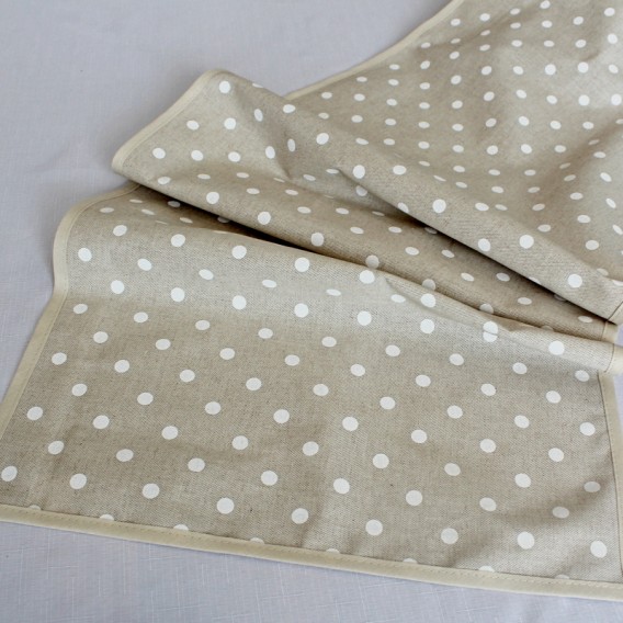Bavlnený obrus béžový s bielymi bodkami