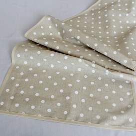 Bavlnená ubrus béžový s bílymi tečkami 45x140cm
