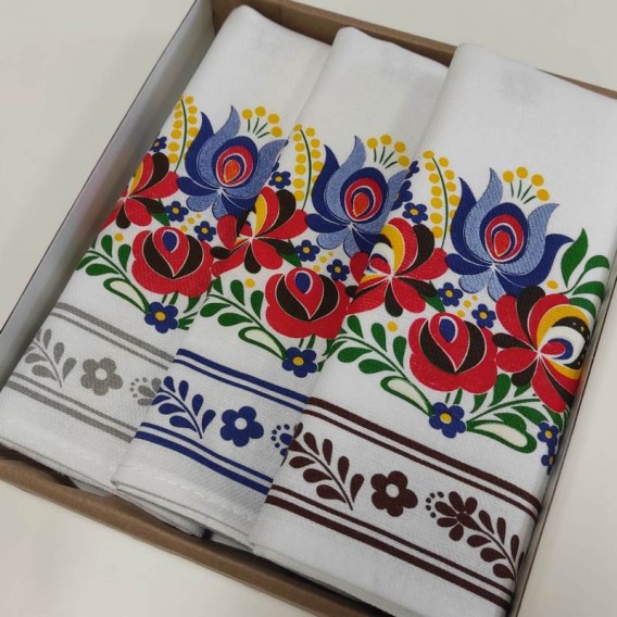 Kuchyňské utěrky  3SET Rod folk květy 2