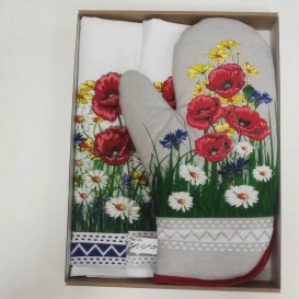 Kuchynský set 2+1 Maky a margarétky sivý