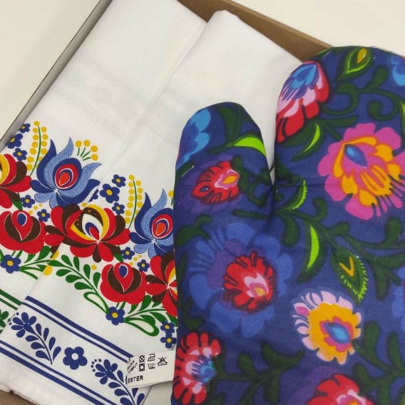 Kuchynský set 2+1 Folk kvety modrý