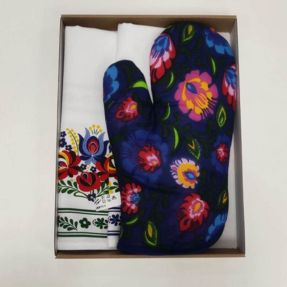 Kuchynský set 2+1 Folk kvety modrý