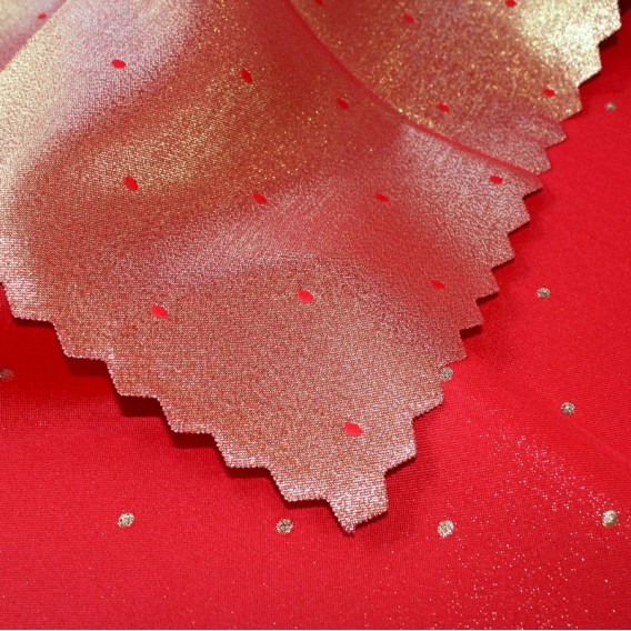 Obojstranný teflónový obrus bodka červeno/zlatý