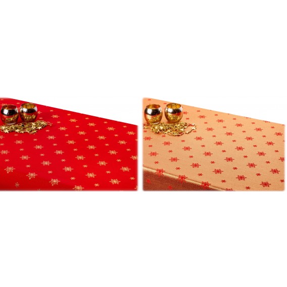 Oboustranný teflonový ubrus Vločka červeno/zlatý