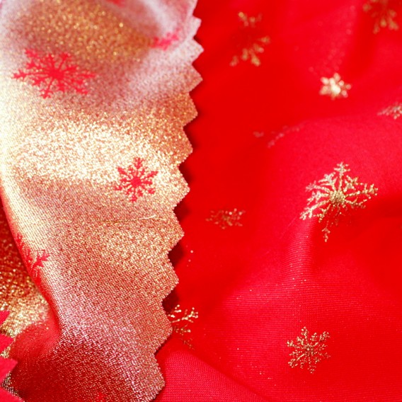 Oboustranný teflonový ubrus Vločka červeno/zlatý