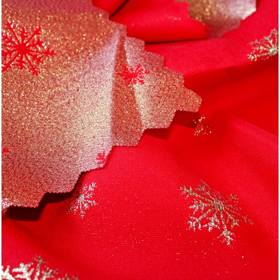 Oboustranný teflonový ubrus Vločka červeno/zlatý