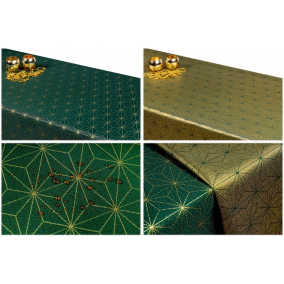 Obojstranný teflónový obrus Diamant zeleno/zlatý