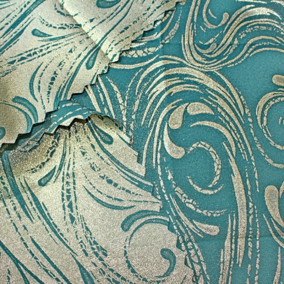 Oboustranný teflonový ubrus Špirála zeleno/zlatý