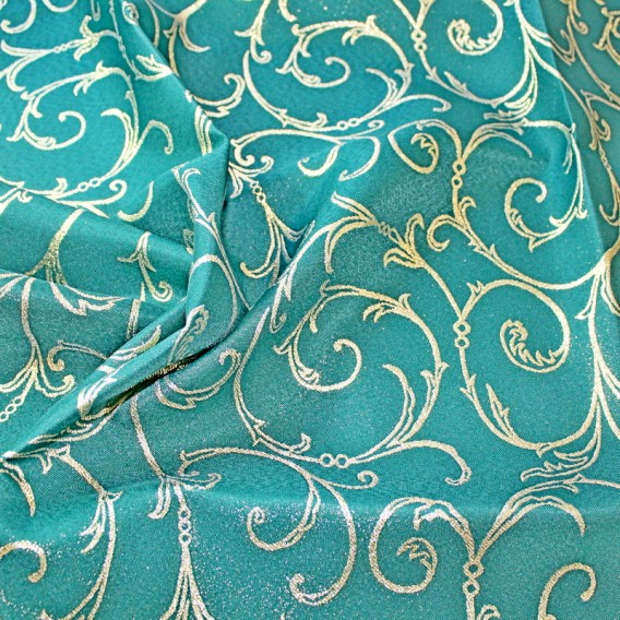 Obojstranný teflónový obrus Ornament zeleno/zlatý