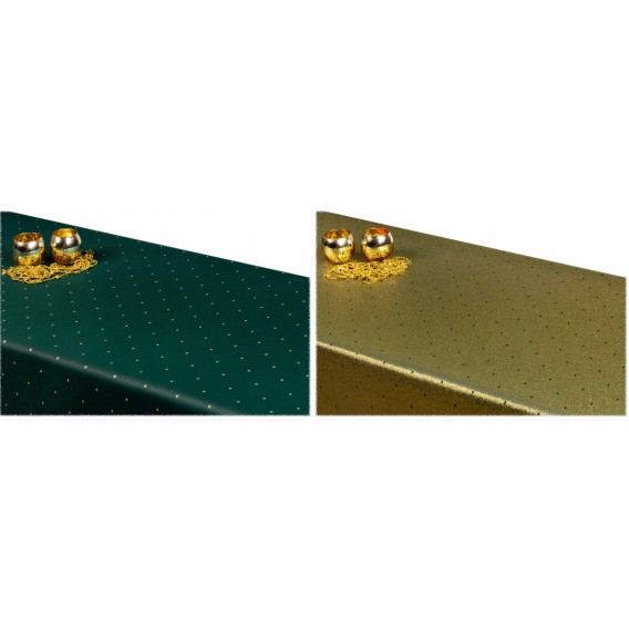 Obojstranný teflónový obrus Bodky zeleno/zlatý