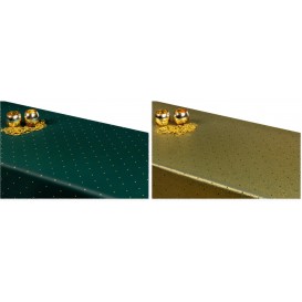 Oboustranný teflonový ubrus Tečky zeleno/zlatý