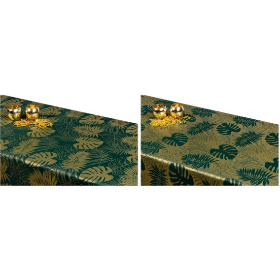 Oboustranný teflonový ubrus Monstera zeleno/zlatý