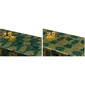 Obojstranný teflónový obrus Monstera zeleno/zlatý