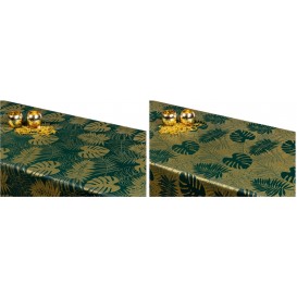 Oboustranný teflonový ubrus Monstera zeleno/zlatý