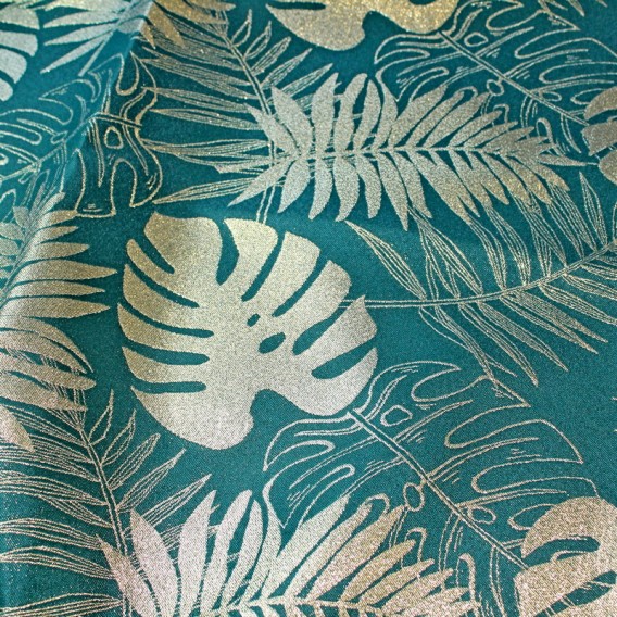 Obojstranný teflónový obrus Monstera zeleno/zlatý