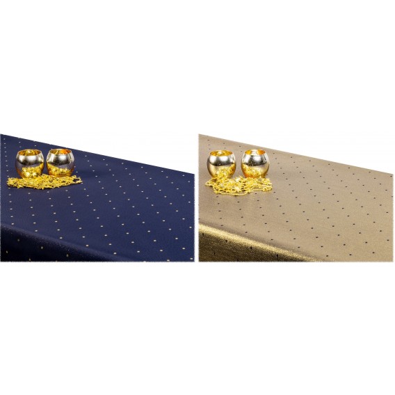 Oboustranný teflonový ubrus Tečky modro/zlatý