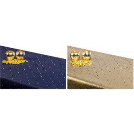 Obojstranný teflónový obrus Bodky modro/zlatý