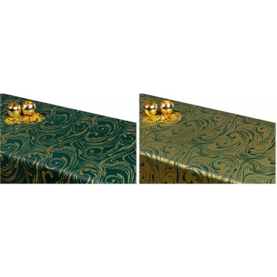 Obojstranný teflónový obrus Špirála zeleno/zlatý