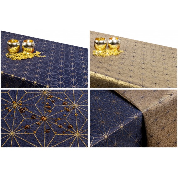 Obojstranný teflónový obrus Ornament modro/zlatý