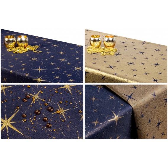 Obojstranný teflónový obrus Hviezdy veľké modro/zlatý