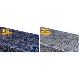 Obojstranný teflónový obrus Špirála modro/strieborný