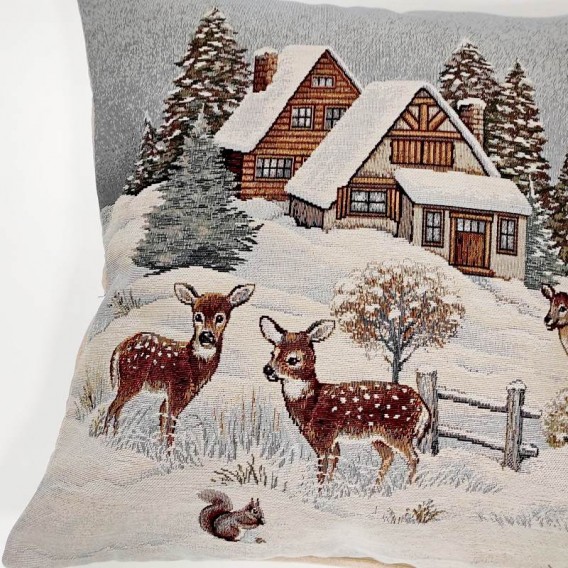 Gobelínová obliečka Srnky pri chate 45x45cm