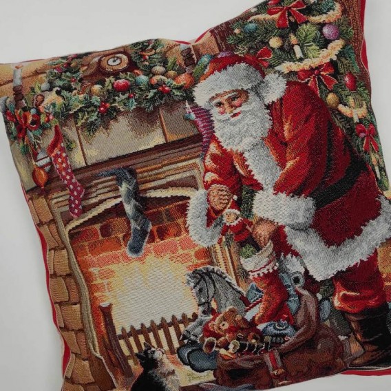 Gobelínová obliečkaMikuláš pri krbe 45x45cm