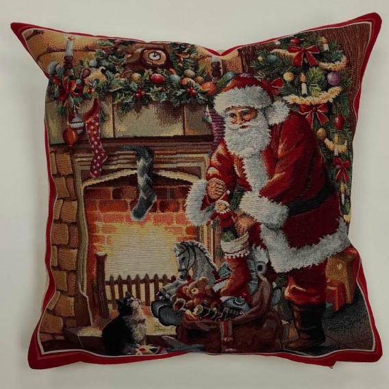 Gobelínová obliečkaMikuláš pri krbe 45x45cm