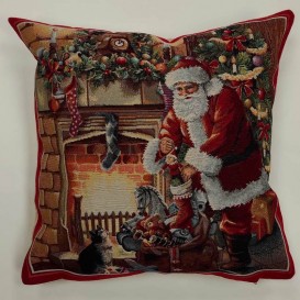Gobelínový povlak Mikuláš pri krbe 45x45cm